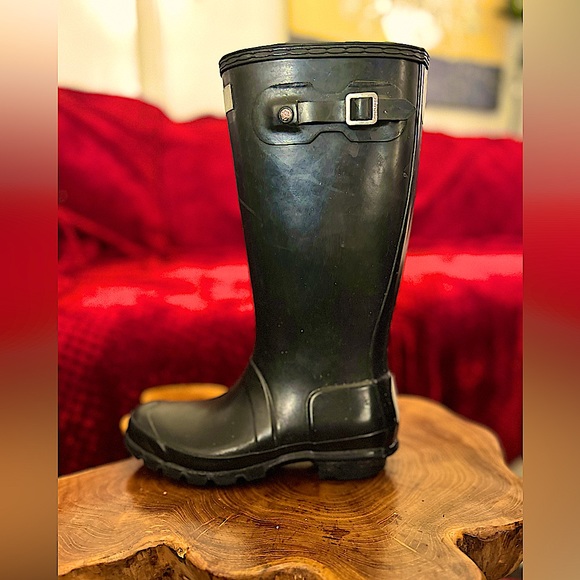 Black Vintage Wellies Hunter Rain Boots - Picture 5 of 15